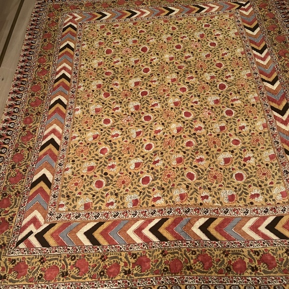 Pottery Barn Vintage boho Floral and Geometric Quilt in Red and Brown VERY RARE - Picture 4 of 9